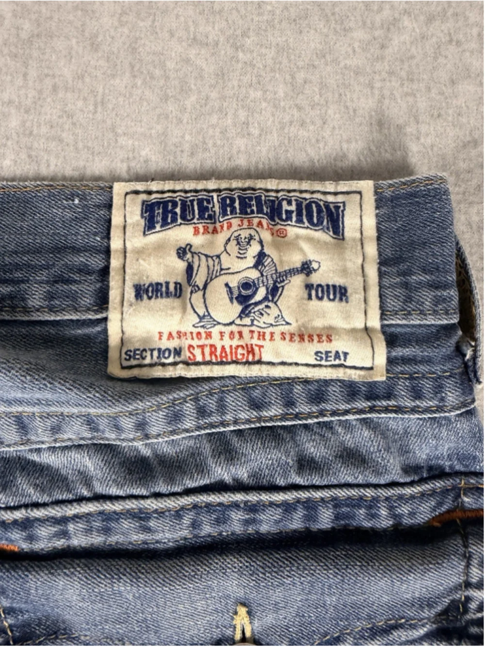 True Religion World Tour Section Straight Jeans Men’s 30 Blue Rainbow Stitch USA